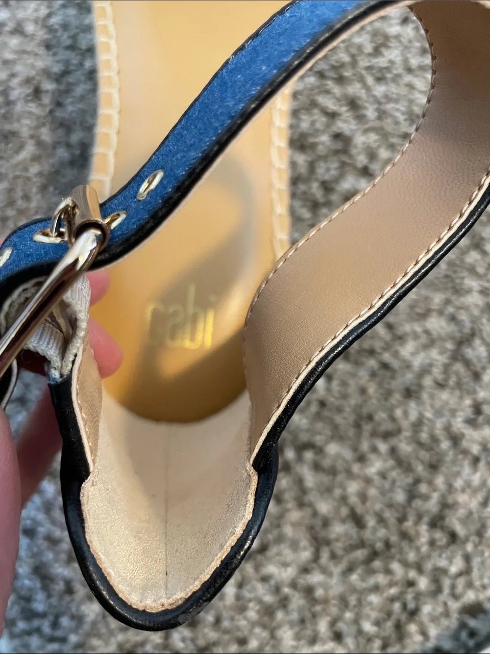 Cabi Parker Navy Blue Espadrille Wedge Sandals with Ankle Strap - Picture 3 of 5